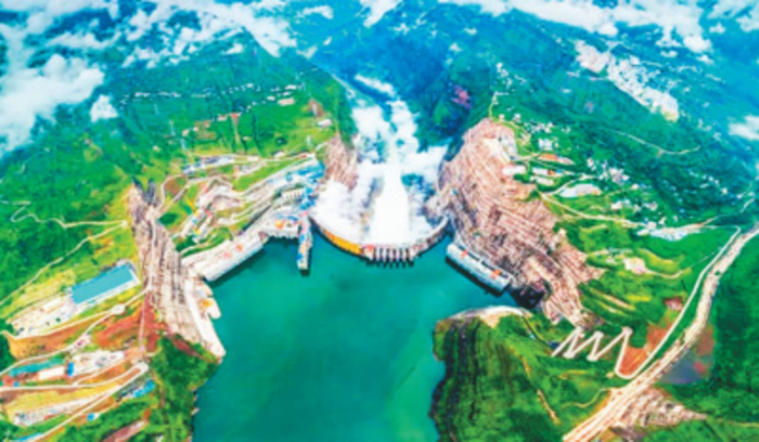 ▲ 白鹤滩水电站。（无人机拍摄）