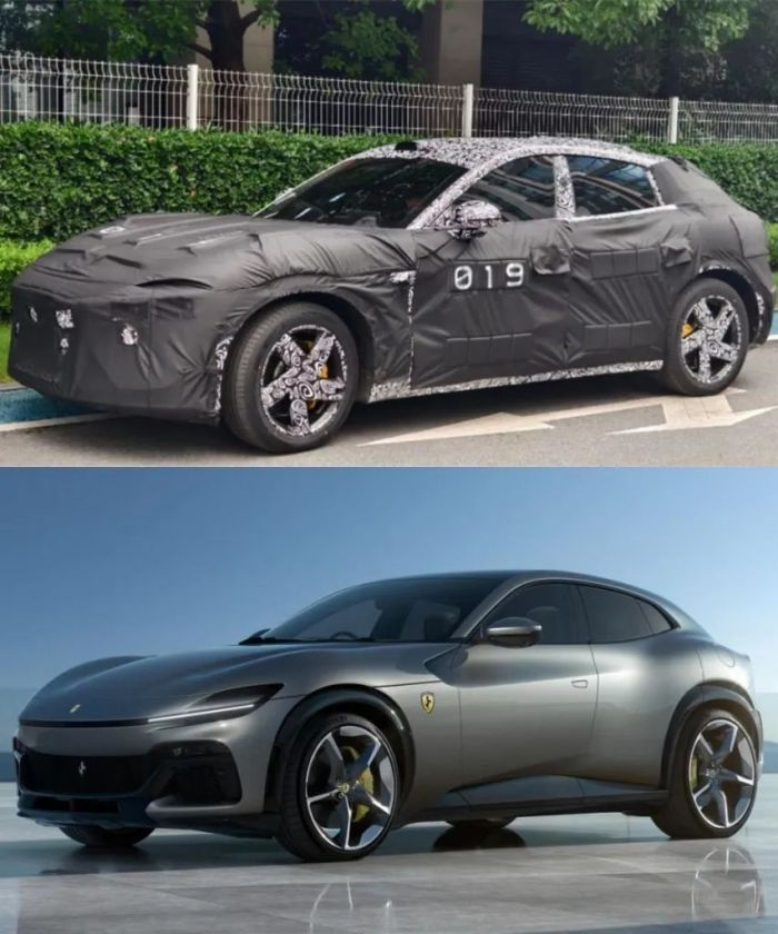 疑似小米汽车第二款车（上）和法拉利Purosangue（下）