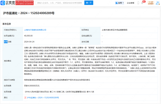 上海均行科技有限公司被处罚（图源：企查查）