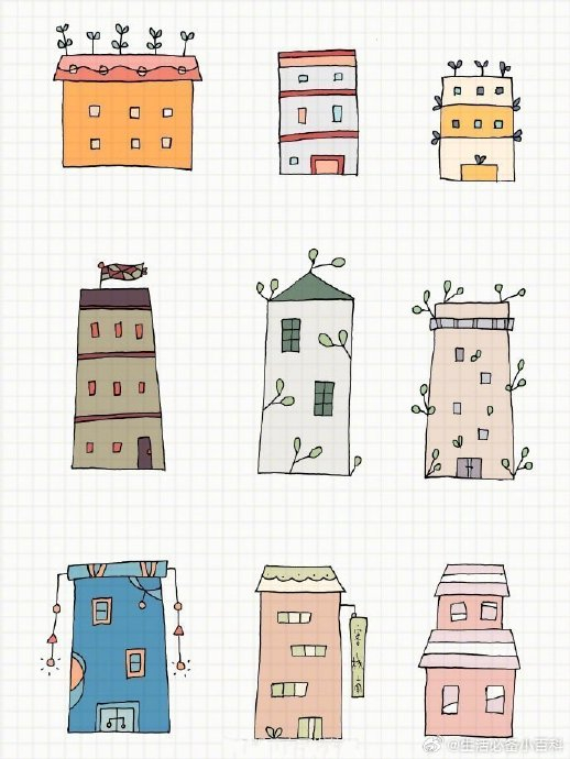 一组充满童趣的小房子简笔画!马住给孩子画几个,好有爱!