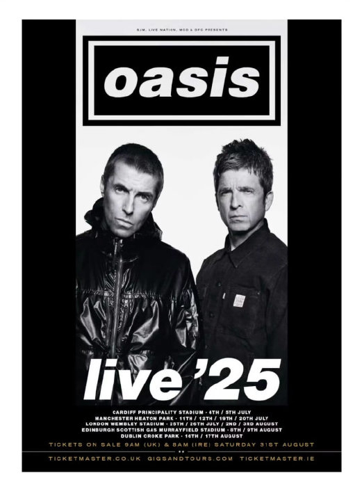 绿洲乐队oasis 官宣重组回归了!莉和缸是真的!