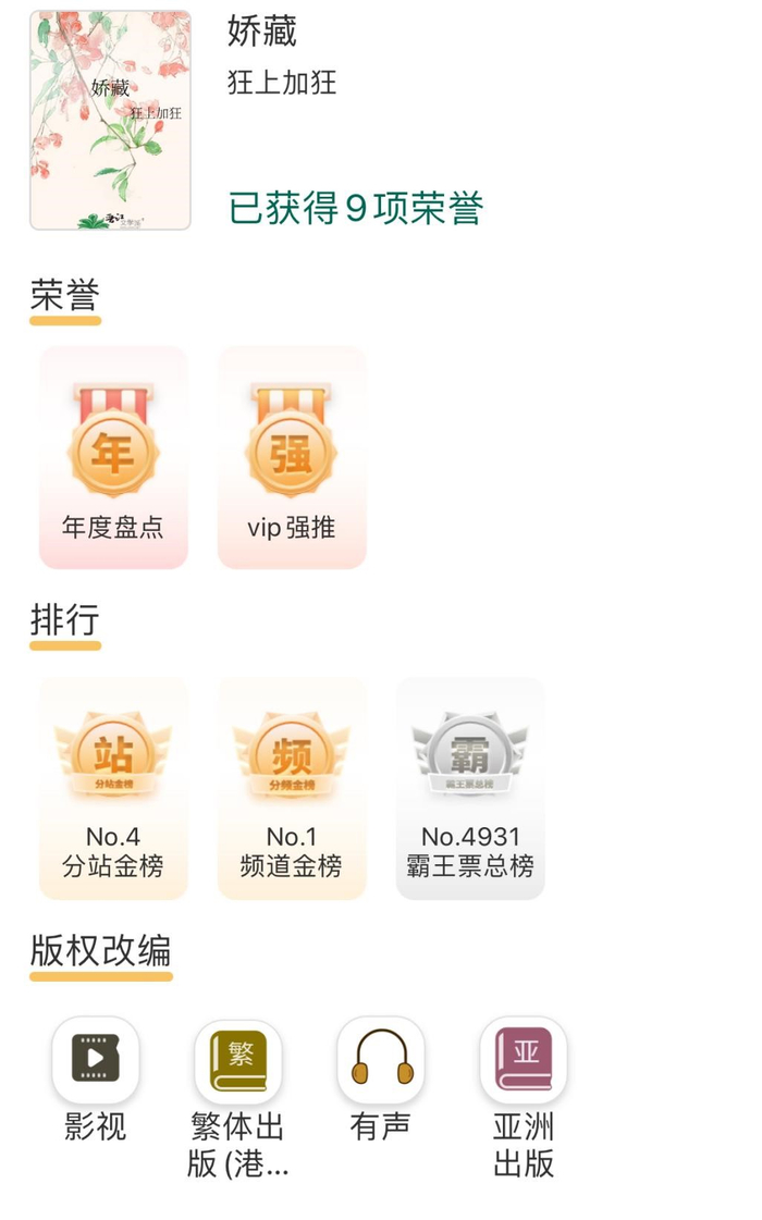 《娇藏》算是比较热门的网文了