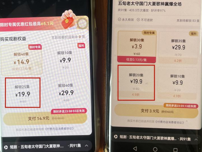 ▲同剧不同价情况截图