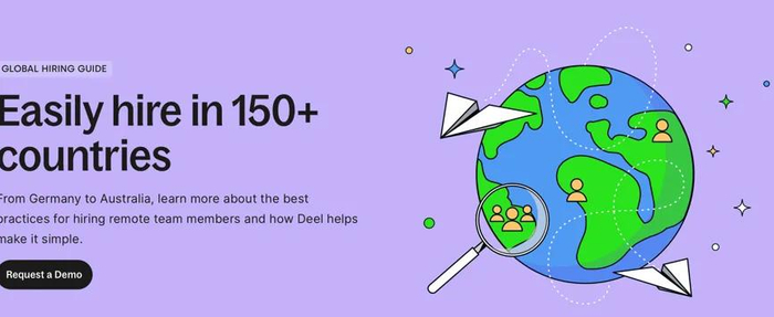 ▲Deel 人才招聘系统服务于超过150个国家