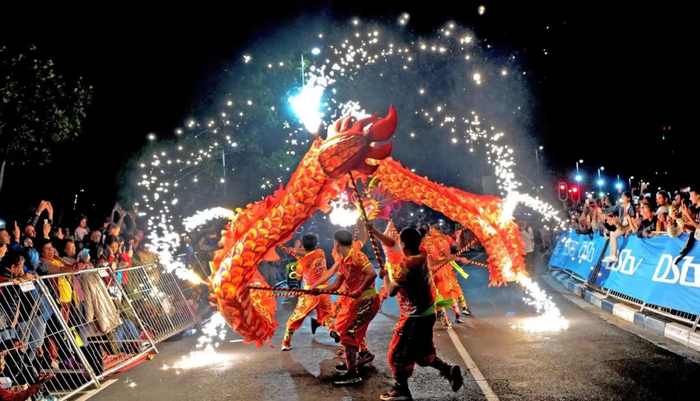 开普敦华星艺术团龙狮队在2023年开普敦嘉年华上带来舞龙表演。（受访者供图）