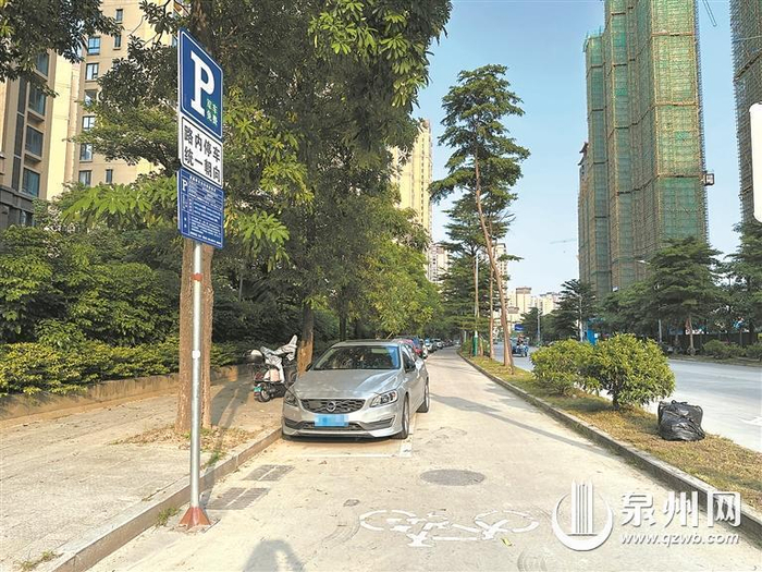 是否合理?鲤城区浮桥街道延中路的非机动车道内侧画有停车位