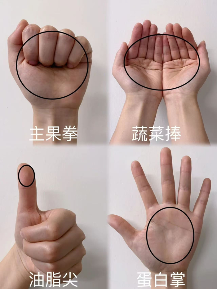 护理专家表示,可遵守糖尿病饮食"手掌法则",即主果拳,蔬菜捧,蛋白掌