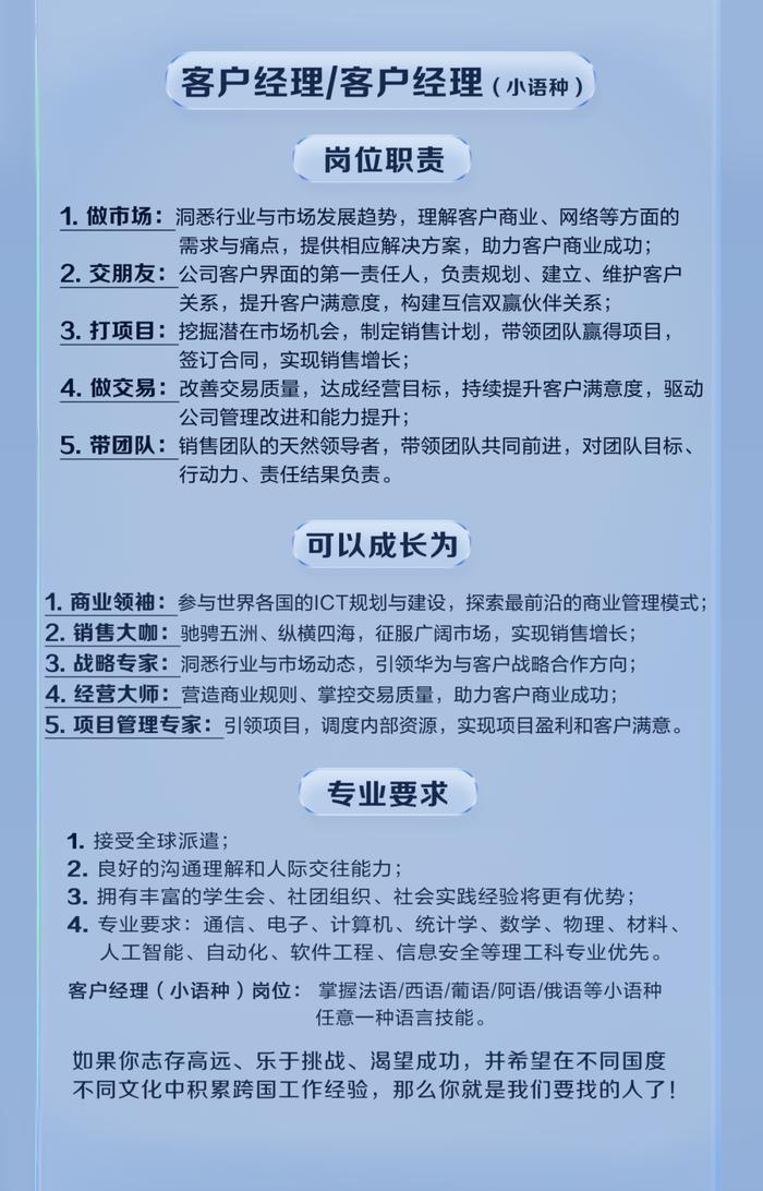 职位速递 华为ict销售与服务2025届应届生全球招聘正式启动!