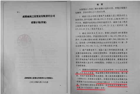 按重整计划，投资人应投资13.2亿元。受访人提供