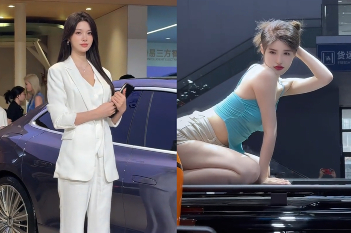 ▲成都车展上引发讨论的两位车模