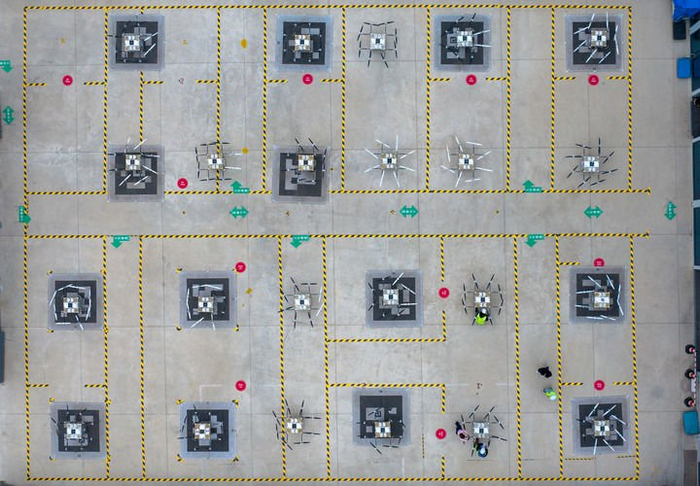 2月28日在深圳宝安区拍摄的一处丰翼无人机运营中心。新华社记者 毛思倩 摄