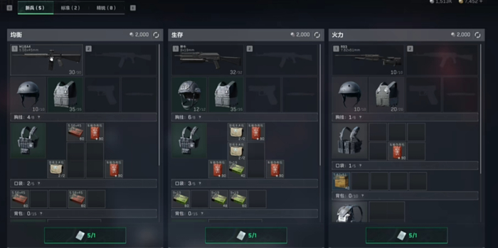 三种不同作战风格的装备任君挑选