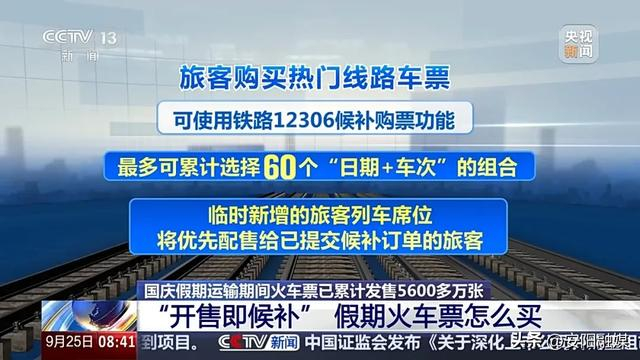 “开售既候补” 国庆假期车票怎么买？12306回应→-国庆期间候补票能买到概率大吗?