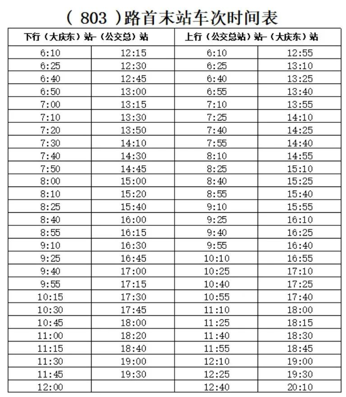 今起,803路运行时间调整