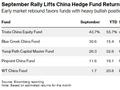 中国股市反弹带动对冲基金收益飙升 9月回报率达25%以上
