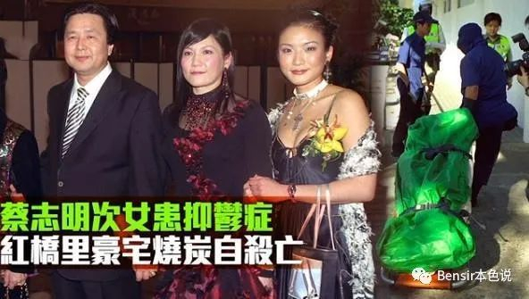 2003年,25岁的蔡加颖于沙田九肚山红桥里蔡家豪宅烧炭自杀,17岁的弟弟