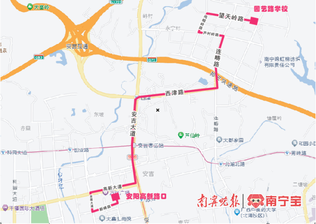 地铁快巴10路走向示意图。