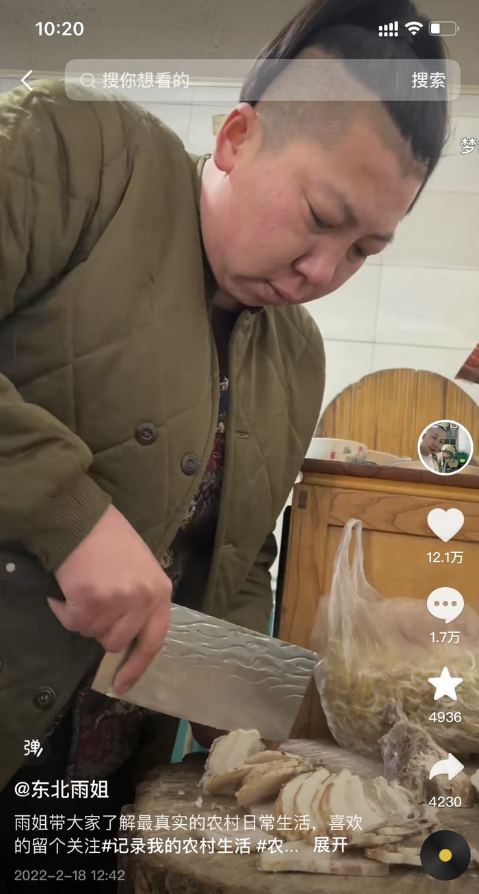 “东北雨姐”第一支短视频。平台截图