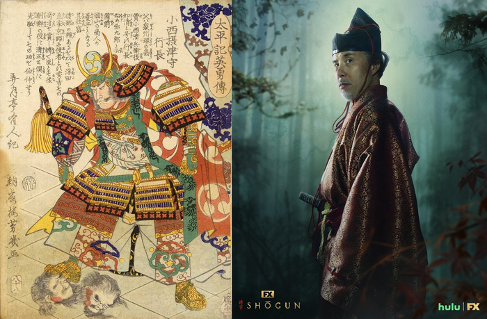 左：人物原型小西行长；右：剧中人物木山右近定长