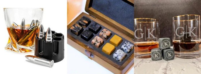 不同材质制成的威士忌石；图片来源：Groovy Guy Gifts