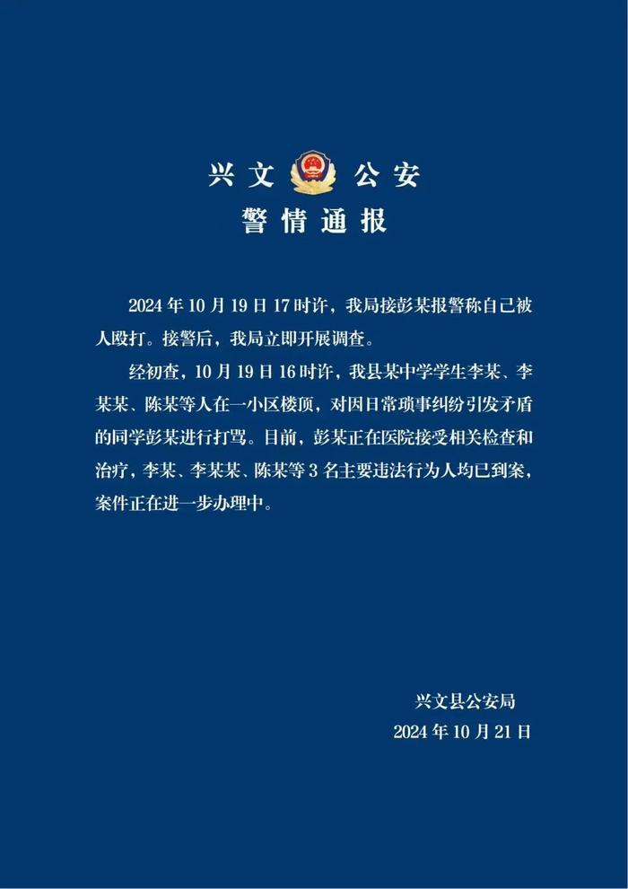 警情通报。 图源：兴文县公安局