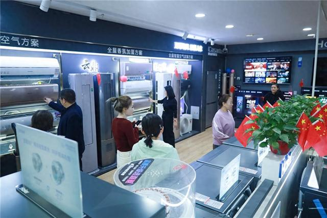 顾客咨询心仪的家电性能。