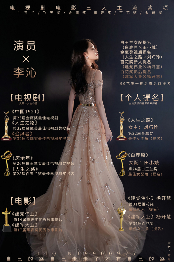 粉丝制作李沁奖项提名统计图