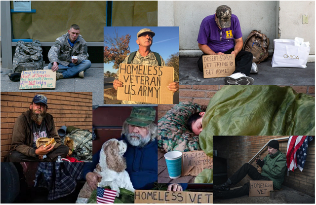 图4.1 无家可归的美国退伍老兵众生相作者根据网络图片整合 