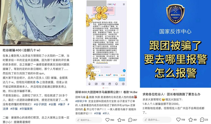 ▲“谷子”拼团、代购避雷帖。受访者供图/央视网