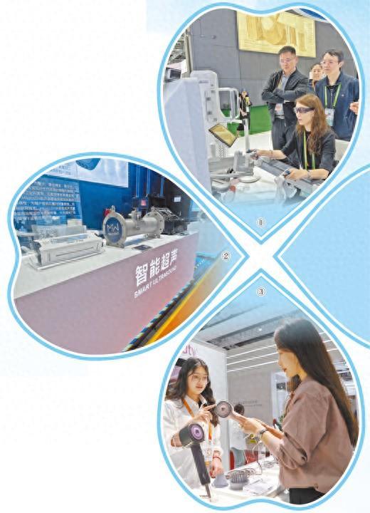 图①:在美敦力展台,观众在体验外科手术机器人。本报记者 白紫微摄
