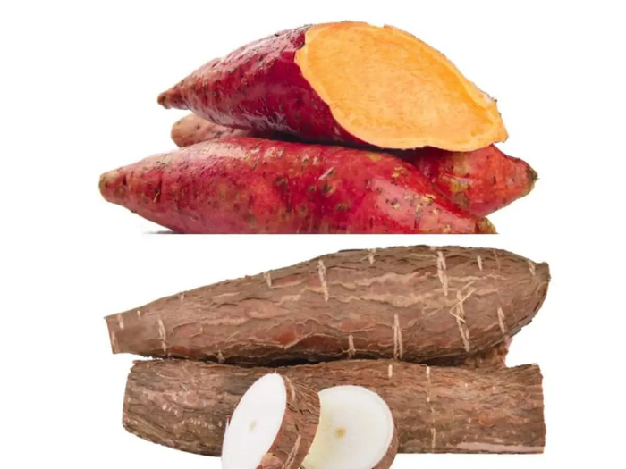 红薯（上）和木薯（下） | 图源：图虫创意