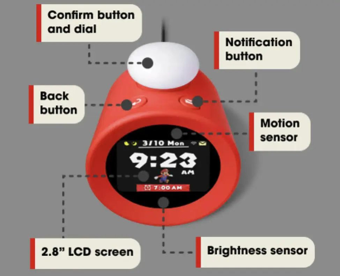 任天堂Alarmo上配备了亮度和动态传感器｜图片来源：任天堂