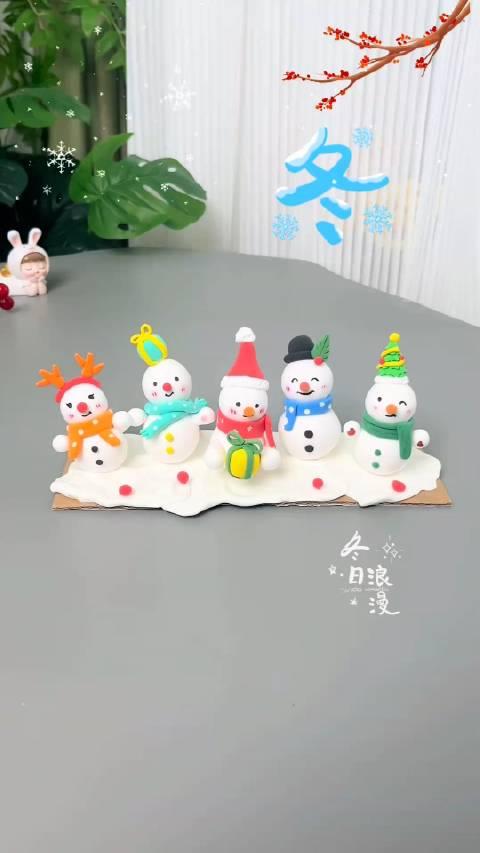 雪人彩泥手工制作大全图片