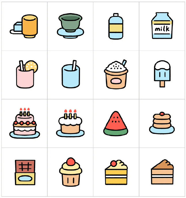 一大堆简笔画手帐小素材 图源:面团爱画画