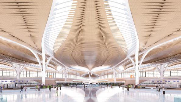 浦东机场T3航站楼国际、港澳台值机大厅效果图