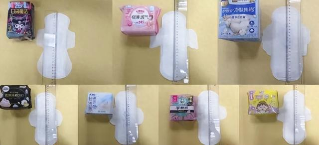 对多个品牌卫生巾进行长度测量。红星新闻