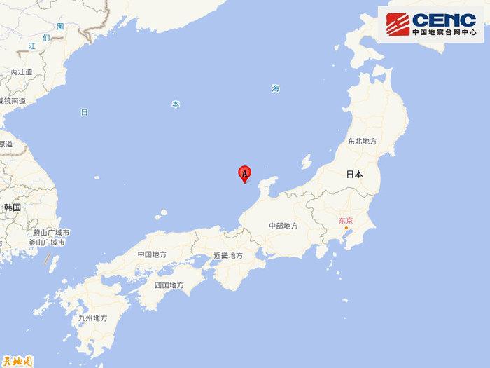 日本本州西岸近海附近发生6.2级左右地震