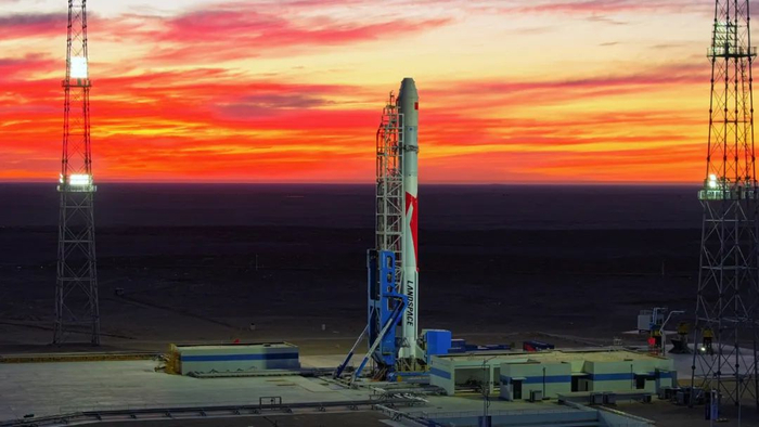 东风商业航天创新试验区·蓝箭航天液氧甲烷火箭发射工位。