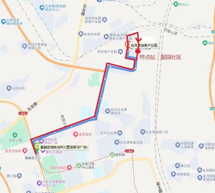 （蓝色为原Z11路线路走向，红色为优化后线路走向）