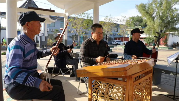 兰州市红古区湟兴村秦腔剧在排练。兰州市红古区新时代文明实践中心办公室供图