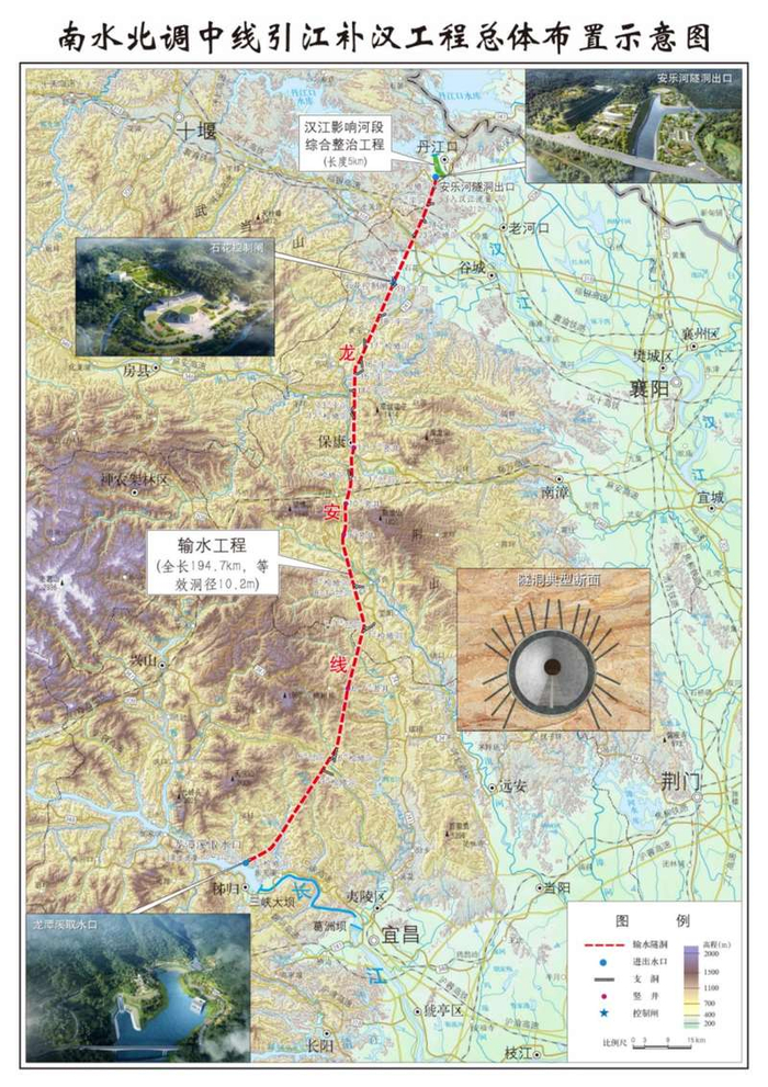 南水北调中线引江补汉工程总体布置示意图。中国南水北调集团有限公司供图