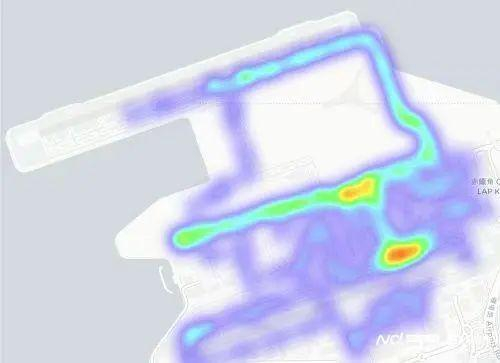 国泰航空研究团队针对香港机场三跑道系统相关统计数据生成的热力图。