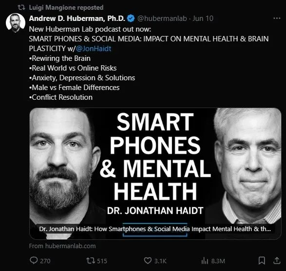 （他转发的Andrew Huberman）