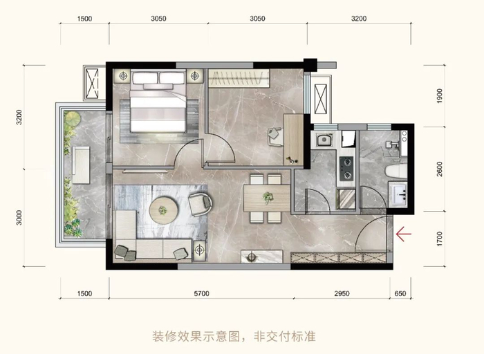 ▲建面约68㎡户型图。