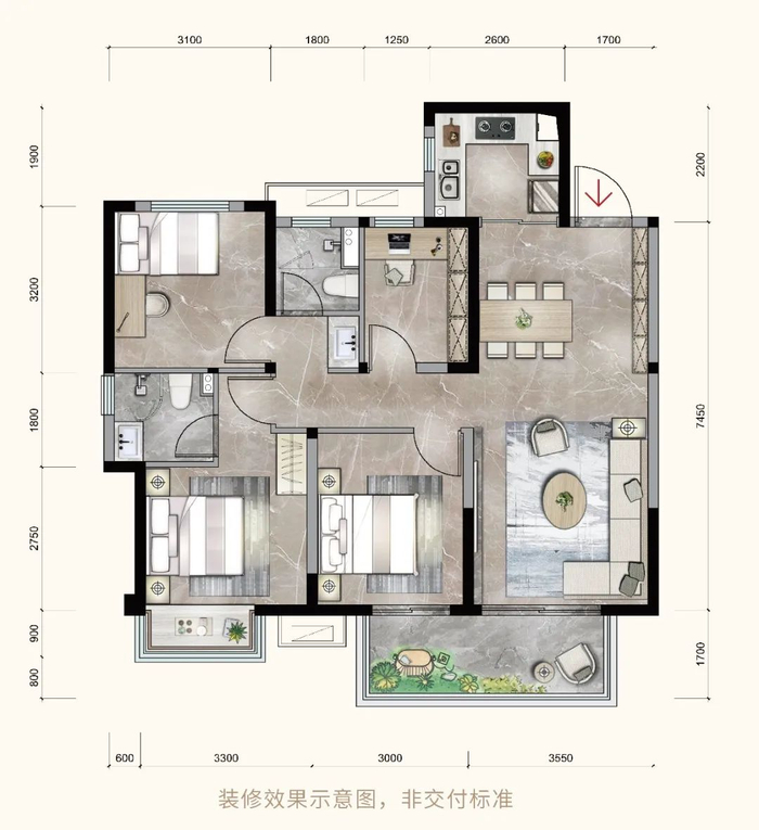 ▲建面约108㎡户型图。