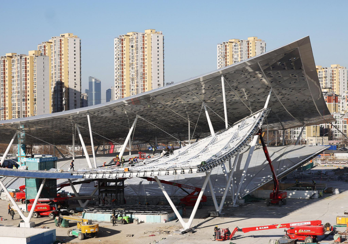 2024年底，北京城市副中心站综合交通枢纽工程实现主体基本完工。新京报记者 王贵彬 摄