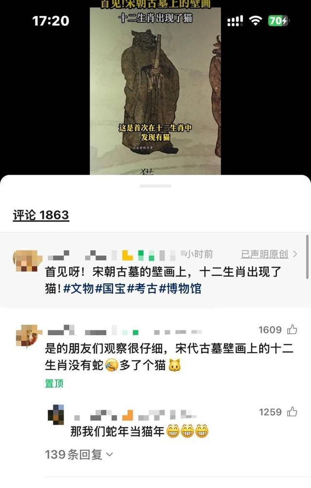 网友发布视频称古墓壁画上“有猫无蛇”