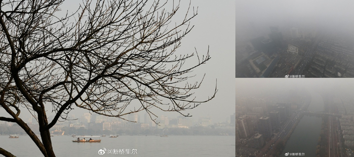 2024年1月初杭州杭城雾霾（来源：钱江晚报）