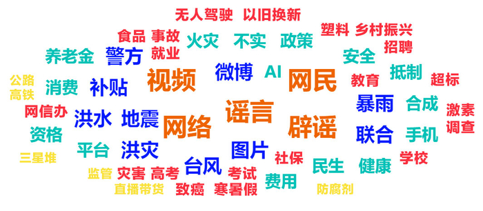 （2024年度网络谣言部分热词云图）