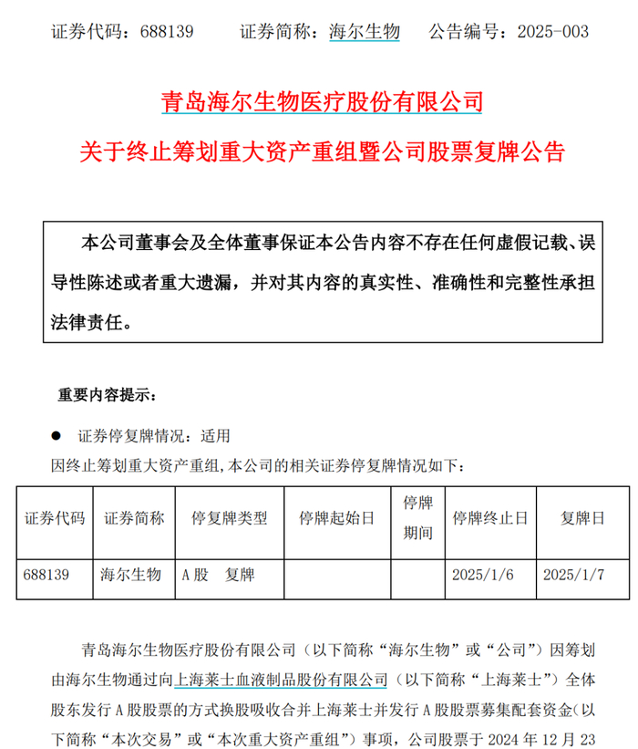 图源：海尔生物公告